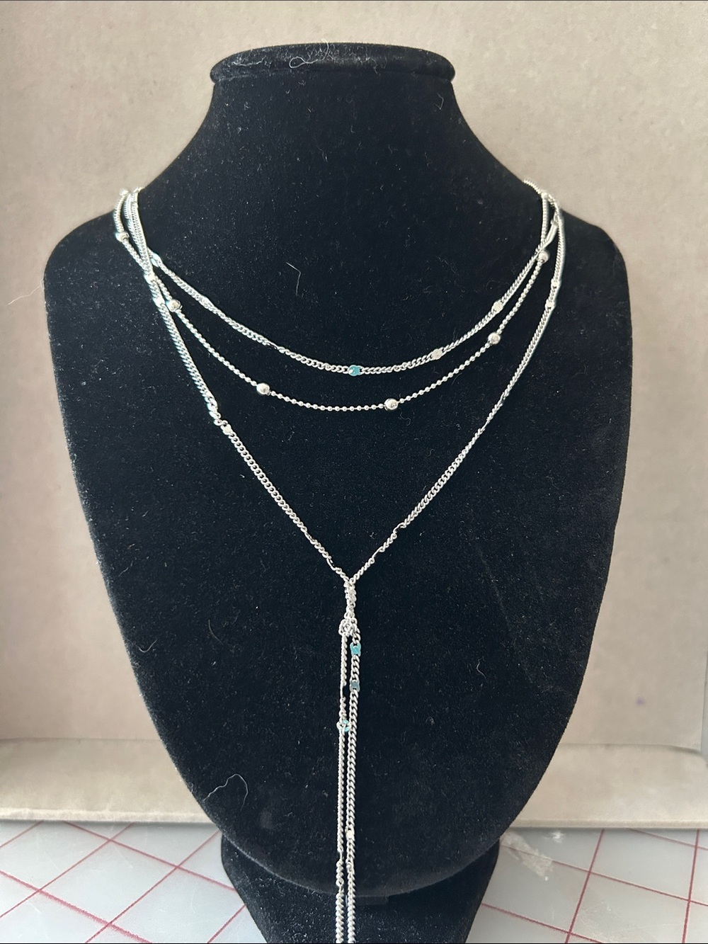 8 Other Reasons Silver Layered Necklace with Turquoise Beads